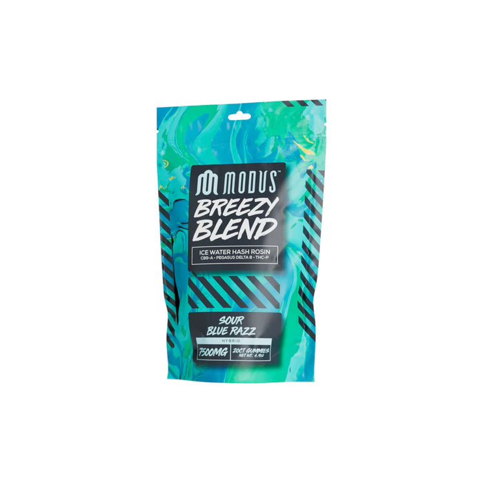 Modus Breezy Blend Gummies 7500mg (20 Count) Sour Blue Razz front | CBDdatabase.com
