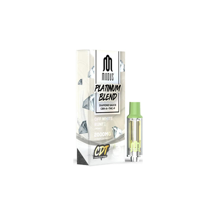 Modus Platinum Blend Diamond Sauce Cartridge 2000mg Off White Runtz front | CBDdatabase.com