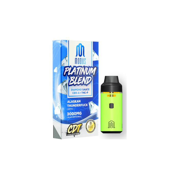 Modus Platinum Blend Diamond Sauce Disposable Vape 3000mg Alaskan Thunder Fuck front | CBDdatabase.com