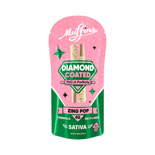 Muffins Diamond Coated THCA Pre-Rolls 4g (2 Count) Zing Pop front | CBDdatabase.com