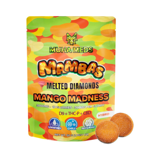 Muha Meds Mambas Delta 9 THCP and CBD Gummies 3000mg (10 Count) Mango Madness