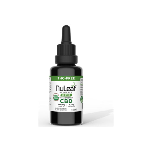 NuLeaf Naturals Broad Spectrum CBD Soothe Oil 1800mg (30mL) front | CBDdatabase.com