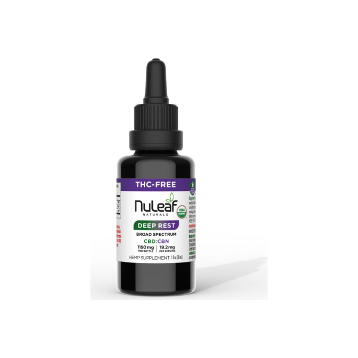 NuLeaf Naturals Broad Spectrum CBD and CBN Deep Rest Oil 1150mg (30mL) front | CBDdatabase.com