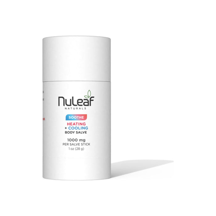 NuLeaf Naturals Full Spectrum CBD Heating and Cooling Body Salve Stick 1000mg (28g) front | CBDdatabase.com