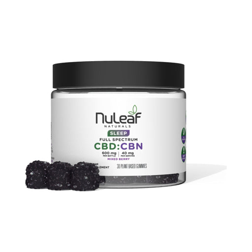 NuLeaf Naturals Full Spectrum CBD and CBN Gummies Mixed Berry 30 count 600mg jar