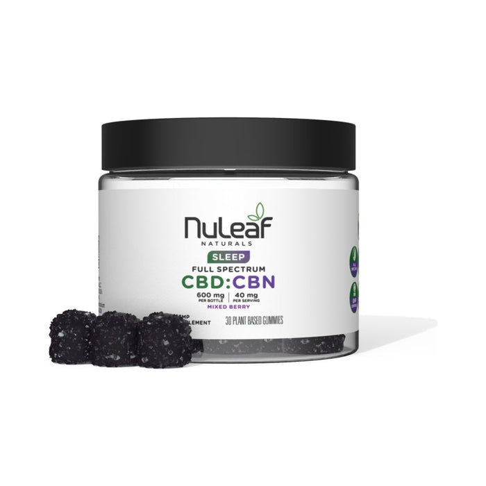 NuLeaf Naturals Full Spectrum CBD and CBN Gummies Mixed Berry 30 count 600mg jar