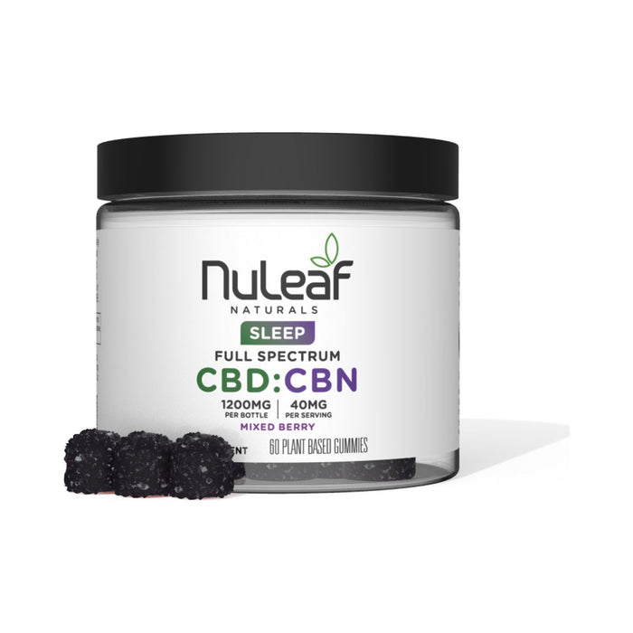 NuLeaf Naturals Full Spectrum CBD and CBN Gummies Mixed Berry 60 count 1200mg jar