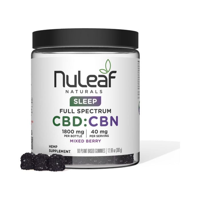 NuLeaf Naturals Full Spectrum CBD and CBN Gummies Mixed Berry 90 count 1800mg jar