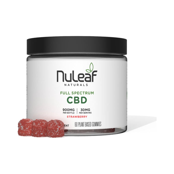 NuLeaf Naturals Full Spectrum CBD Gummies Strawberry 60 count 900mg jar