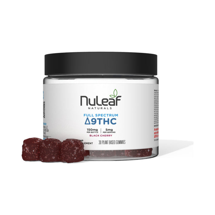 NuLeaf Naturals Delta 9 THC Gummies Black Cherry 30 count 150mg jar