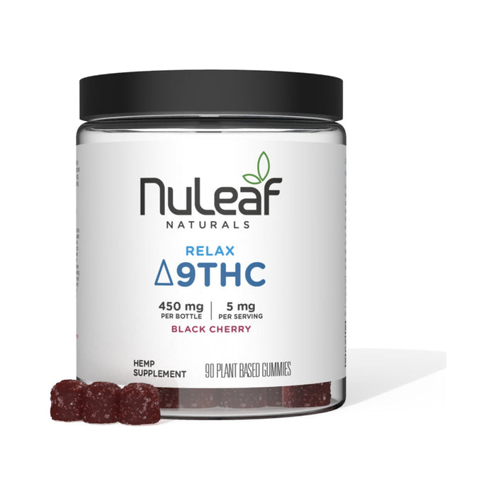NuLeaf Naturals Delta 9 THC Gummies Black Cherry 90 count 450mg jar