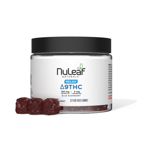 NuLeaf Naturals Delta 9 THC Gummies Blue Raspberry 30 count 150mg jar