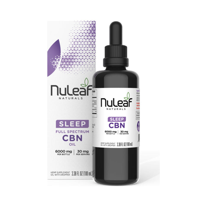 NuLeaf Naturals Full Spectrum CBN Oil 300mg to 6000mg bottle and box