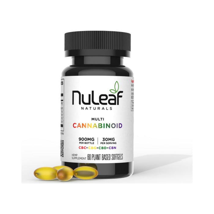 NuLeaf Naturals Full Spectrum Multicannabinoid Softgels 900mg bottle