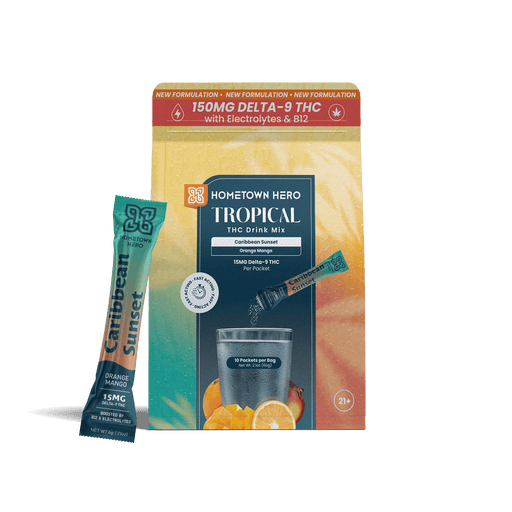 Hometown Hero Tropical THC Drink Mix Caribbean Sunset 15mg (10 Packets) | CBDdatabase.com