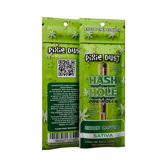 Pixie Dust THCA Hash Hole Pre-Rolls 2 Pack 4g Green Caffeine
