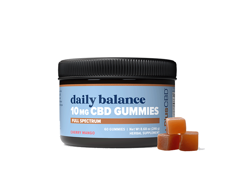 PlusCBD Daily Balance CBD Gummies Cherry Mango 10mg (60 Count) | CBDdatabase.com