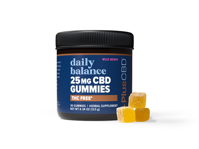 PlusCBD Daily Balance THC Free CBD Gummies Wild Berry 25mg (30 Count) | CBDdatabase.com