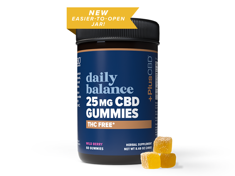 PlusCBD Daily Balance THC Free CBD Gummies Wild Berry 25mg (60 Count) | CBDdatabase.com