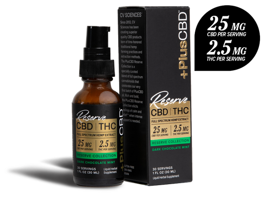 PlusCBD Reserve CBD Oil Dark Chocolate Mint 750mg CBD 75mg THC (1 fl oz) | CBDdatabase.com
