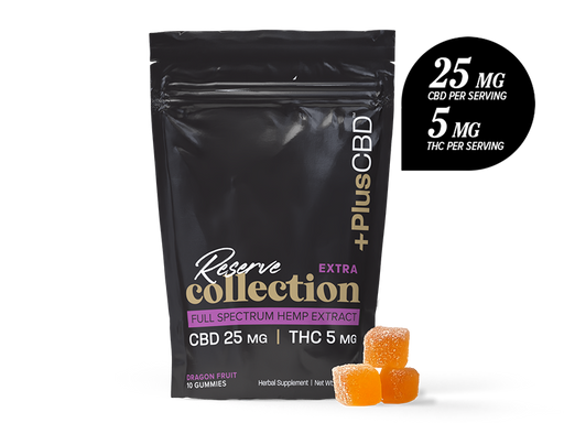 PlusCBD Reserve Extra CBD Gummies Dragon Fruit 25mg CBD 5mg THC (10 Count) | CBDdatabase.com