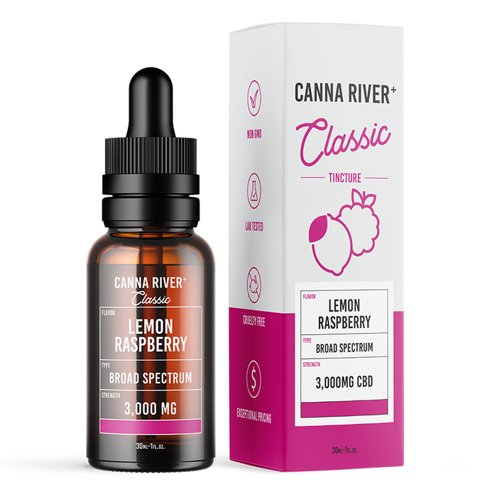 Canna River Classic Broad Spectrum CBD Oil Lemon Raspberry 1500mg to 12000mg