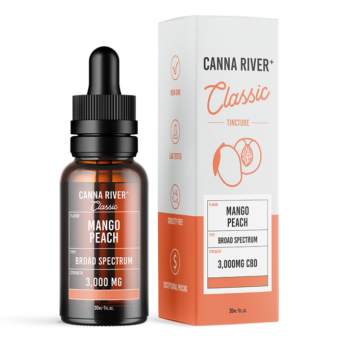 Canna River Classic Broad Spectrum CBD Oil Mango Peach 1500mg to 12000mg 3000mg (30mL)