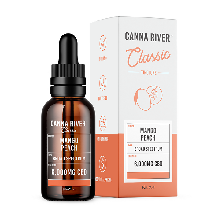 Canna River Classic Broad Spectrum CBD Oil Mango Peach 1500mg to 12000mg 6000mg (60mL)