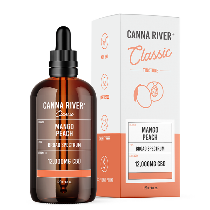 Canna River Classic Broad Spectrum CBD Oil Mango Peach 1500mg to 12000mg 12000mg (120mL)