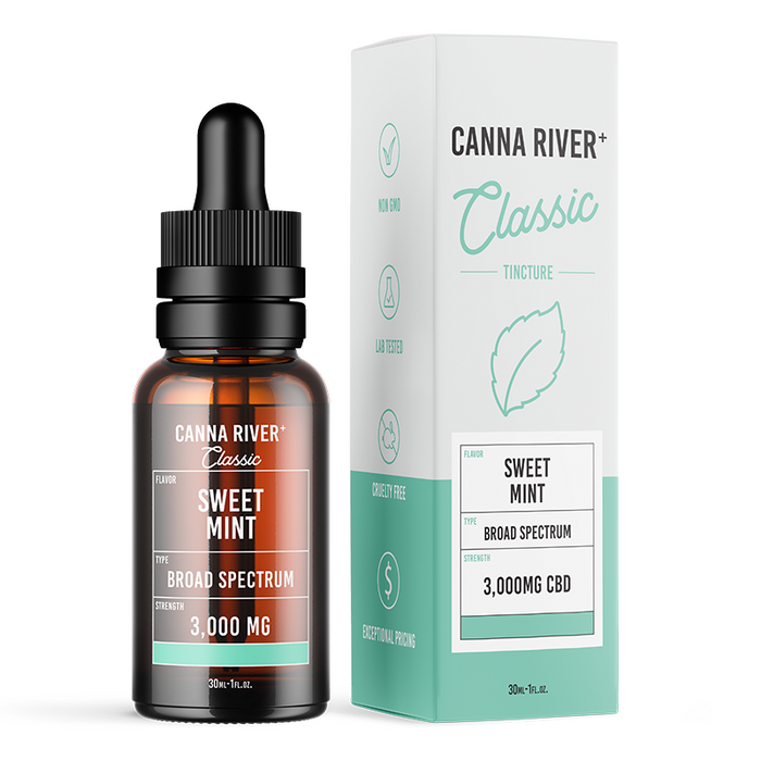 Canna River Classic Broad Spectrum CBD Oil Sweet Mint 1500mg to 12000mg