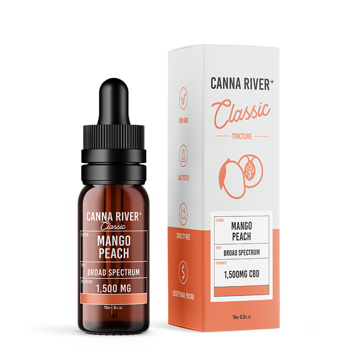 Canna River Classic Broad Spectrum CBD Oil Mango Peach 1500mg to 12000mg 1500mg (15mL)