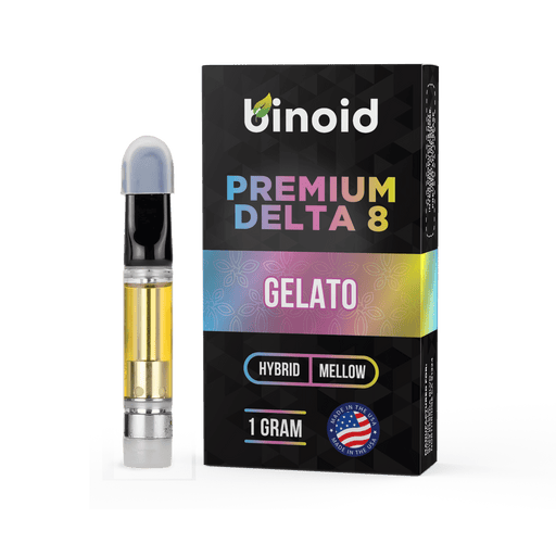 Binoid Delta 8 Vape Cartridge Gelato 1 gram with box