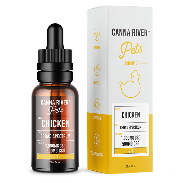 Canna River Broad Spectrum CBD Oil for Pets with CBG Chicken 1500mg (30mL)