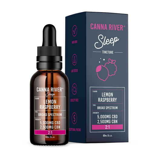 Canna River Sleep Broad Spectrum CBD Oil with CBN Lemon Raspberry 5000mg (60mL)
