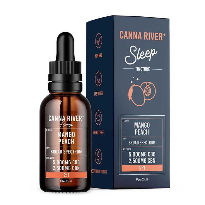Canna River Sleep Broad Spectrum CBD Oil with CBN Mango Peach 5000mg (60mL)