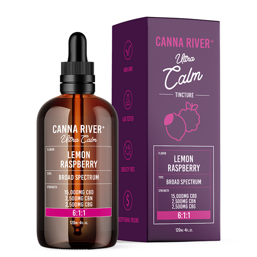 Canna River Ultra Calm Broad Spectrum CBD Oil with CBN and CBG Lemon Raspberry 20000mg (120mL)