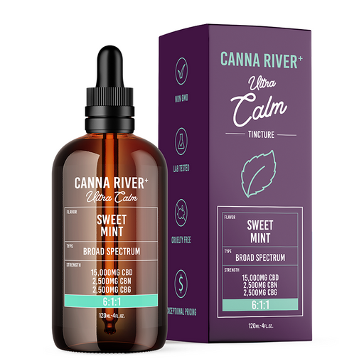 Canna River Ultra Calm Broad Spectrum CBD Oil with CBN and CBG Sweet Mint 20000mg (120mL)
