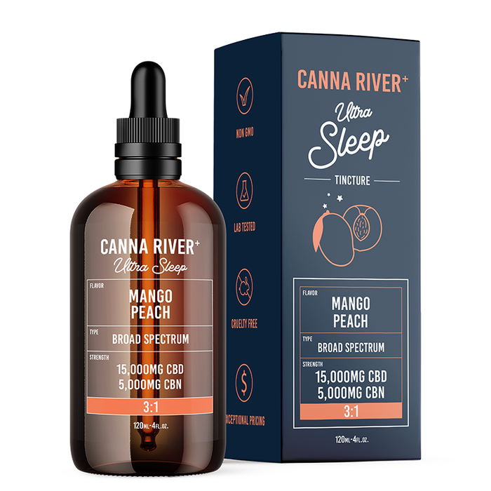 Canna River Ultra Sleep Broad Spectrum CBD Oil with CBN Mango Peach 20000mg (120mL)