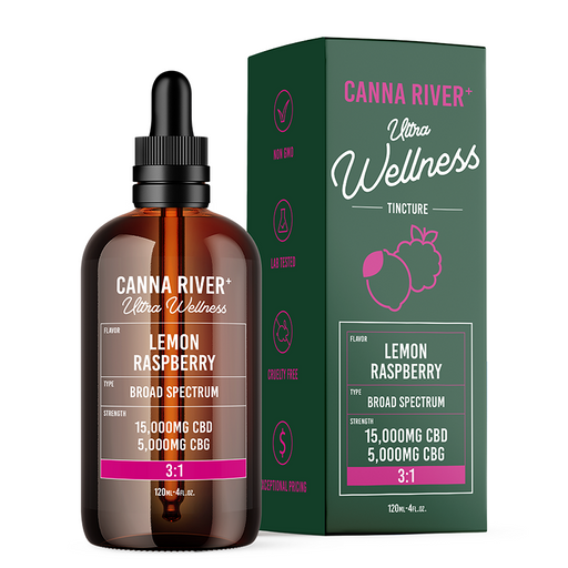 Canna River Ultra Pain Broad Spectrum CBD Oil with CBG Lemon Raspberry 20000mg (120mL)