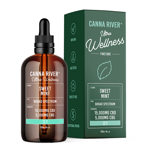 Canna River Ultra Pain Broad Spectrum CBD Oil with CBG Sweet Mint 20000mg (120mL)