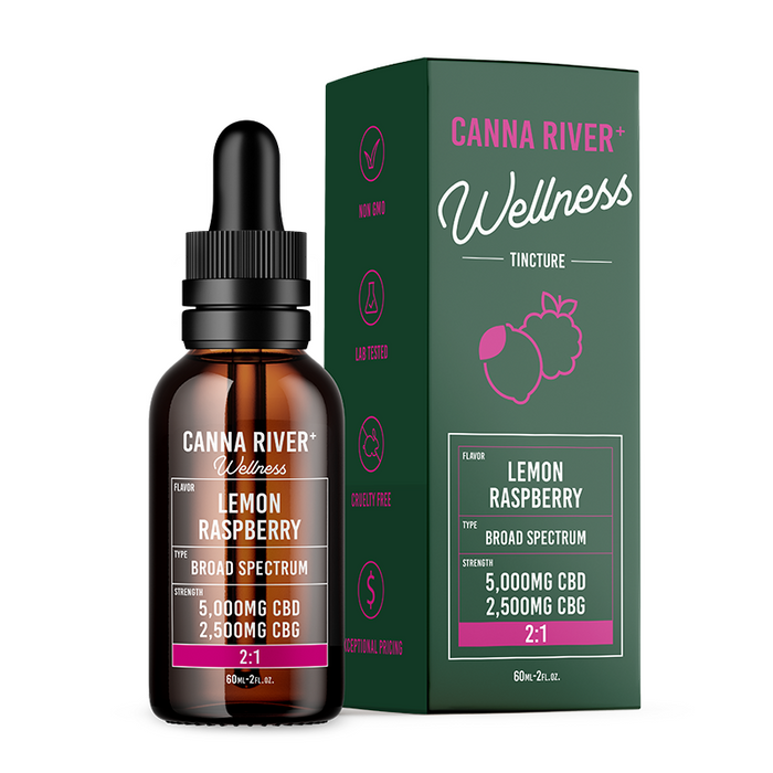 Canna River Pain Broad Spectrum CBD Oil with CBG Lemon Raspberry 5000mg (60mL)