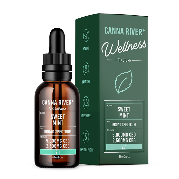 Canna River Pain Broad Spectrum CBD Oil with CBG Sweet Mint 5000mg (60mL)