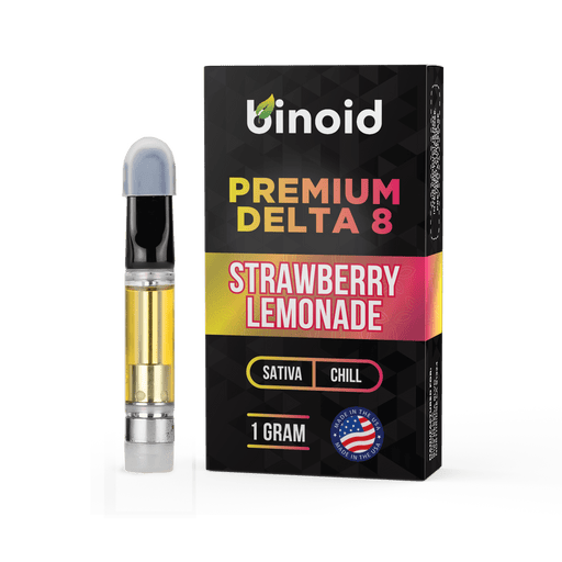 Binoid Delta 8 Vape Cartridge Strawberry Lemonade 1 gram with box
