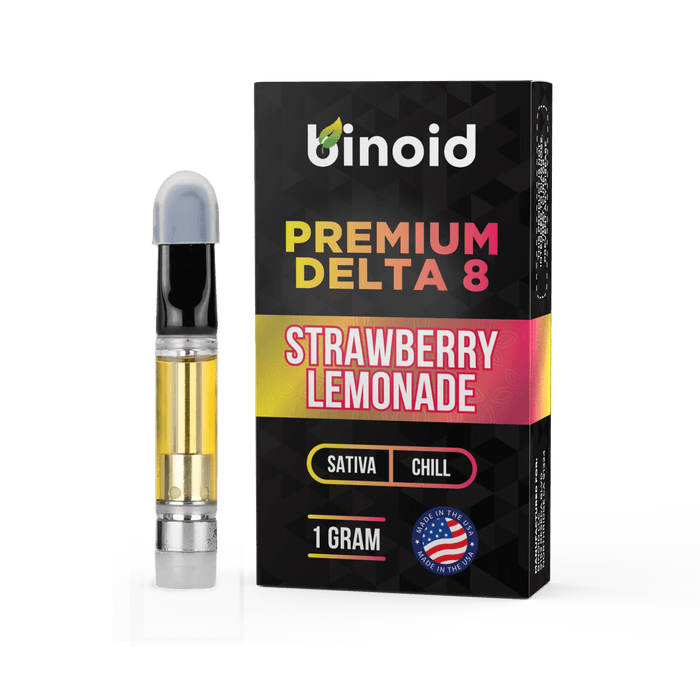 Binoid Delta 8 Vape Cartridge Strawberry Lemonade 1 gram with box
