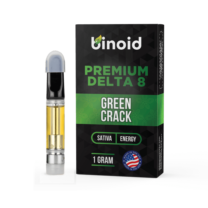 Binoid Delta 8 Vape Cartridge Green Crack 1 gram with box