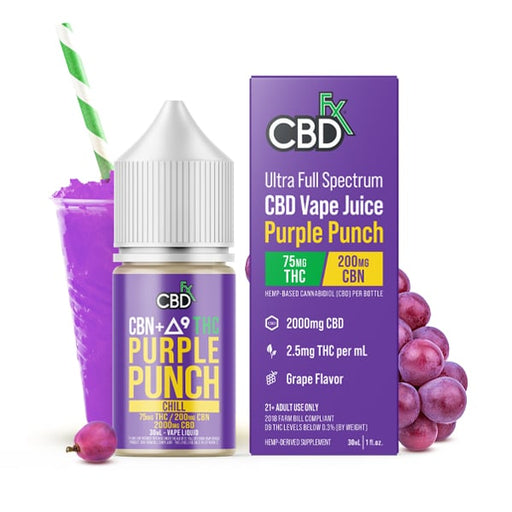 CBDfx Purple Punch THC Vape Juice 2000mg CBD + CBN + 75mg THC (30ml)