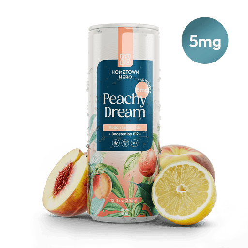 Hometown Hero Sparkling THC Lemonade Peachy Dream (5mg to 25mg) | CBDdatabase.com