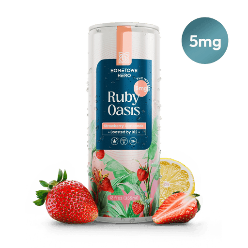 Hometown Hero Sparkling THC Lemonade Ruby Oasis (5mg to 25mg) | CBDdatabase.com