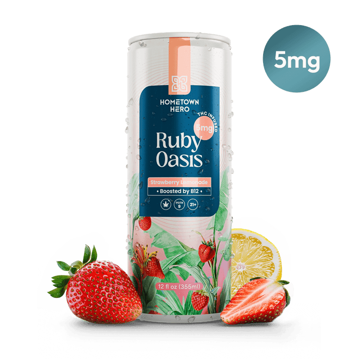 Hometown Hero Sparkling THC Lemonade Ruby Oasis (5mg to 25mg) | CBDdatabase.com
