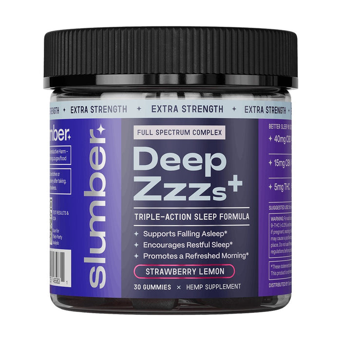 Slumber Deep Zzzs Gummies Extra Strength Strawberry Lemon jar | CBDdatabase.com